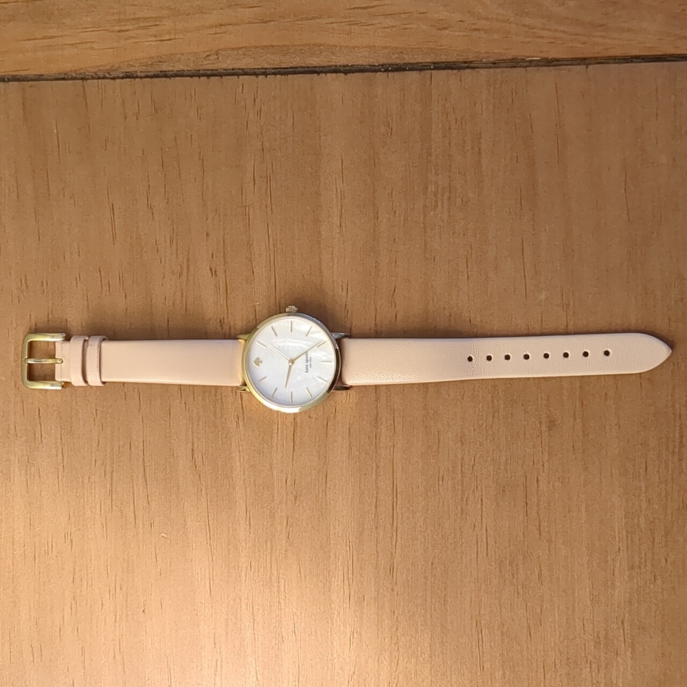 Kate Spade NY Live Colorfully Water Resistant Watch W/Beige Leather Strap